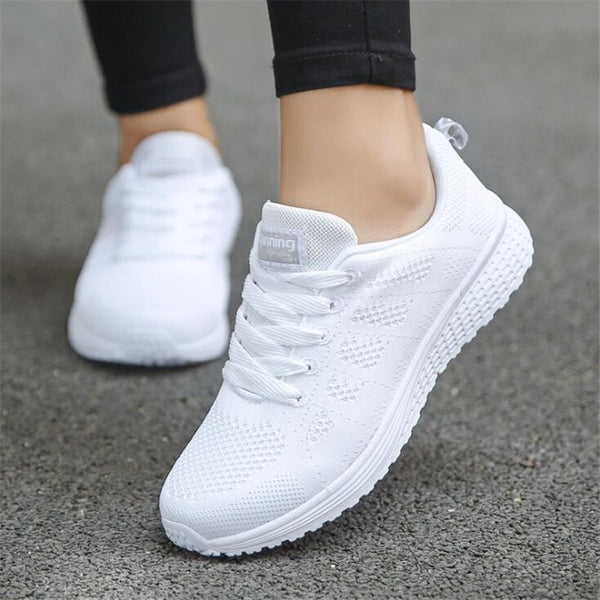 Fast delivery Women casual shoes fashion breathable Walking mesh lace up flat shoes sneakers women 2018 tenis feminino - Meyar