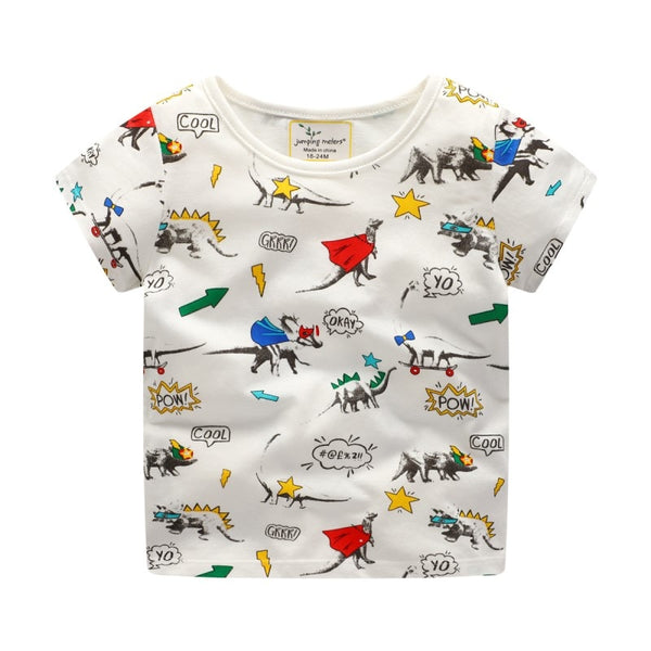 New 2018 Boy's T Shirt Popular Style Cotton Short-sleeved T-shirt Printing Children's Cartoon Gray Kids Boys Child's Clothes - Meyar