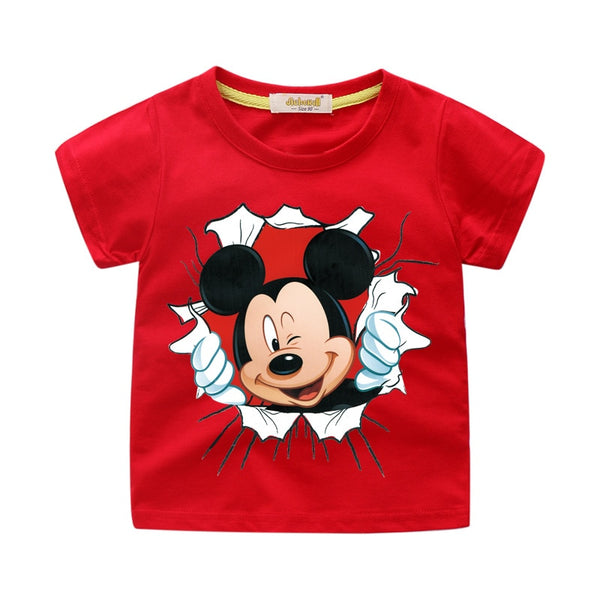 New Arrivals Children Cartoon Mickey Print T-shirt Boy Girl 3D Funny Tee Tops Clothes For Kids Summer Short Tshirt Costume WJ064 - Meyar