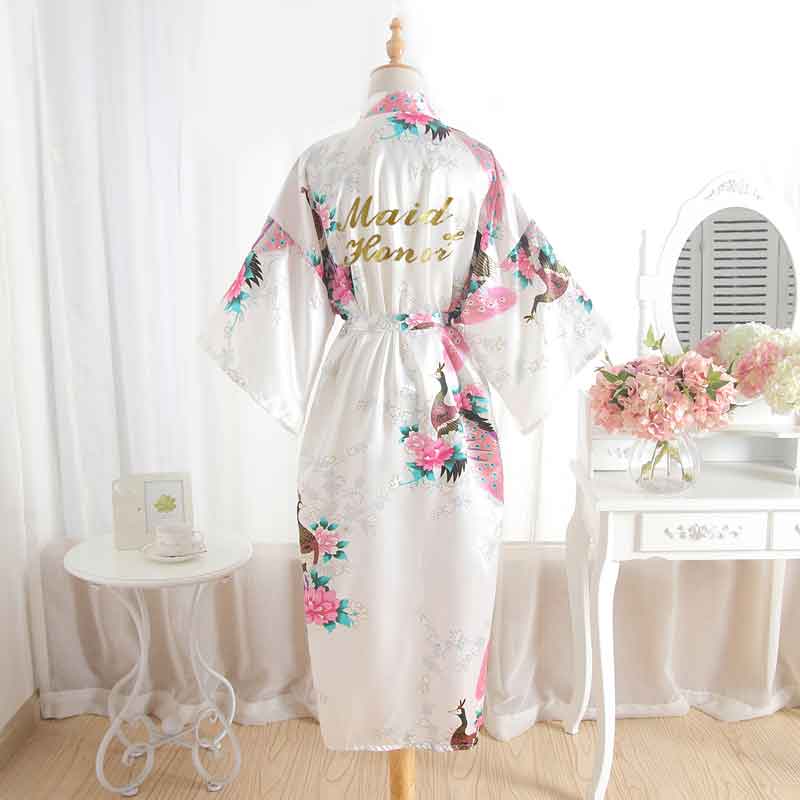 Silk Bridesmaid Bride Robe Maid Of Honor Robe Mother Of The Robes Women Satin Wedding Kimono Sexy Nightgown Dress Woman Bathrobe - Meyar