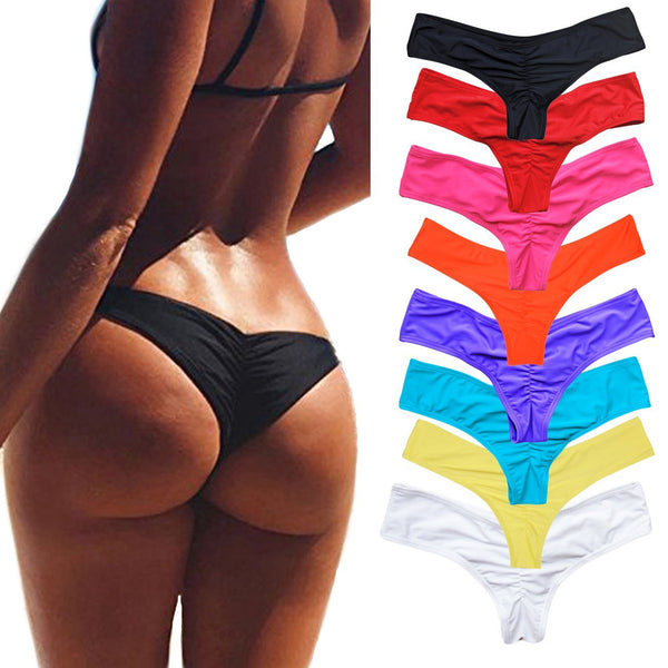 Swimwear Women Briefs Bikini Bottom Side Ties Brazilian Thong Swimsuit Classic Cut Bottoms Biquini Swim Short Ladies Swimsuit - Meyar